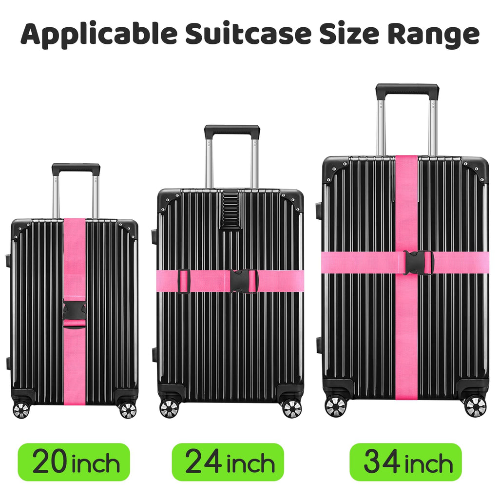 WISYOK Luggage Straps Extended, 4 Pack, 130-250cm Adjustable, Pink SkyBlue