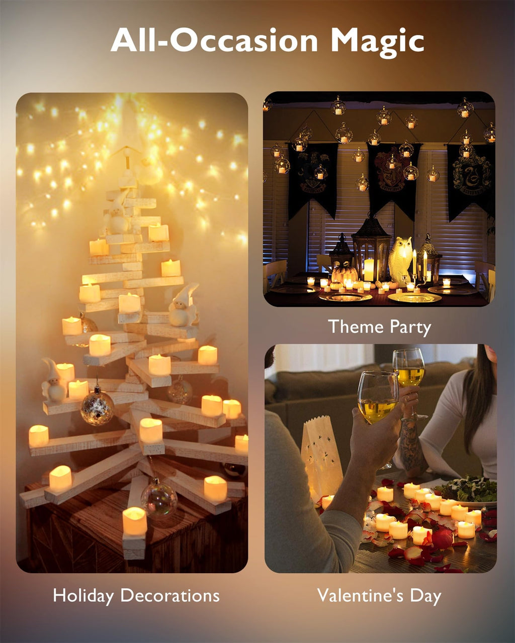 Homemory 24-Pack Flameless Tea Lights Candles Battery Operated, 200+ Hours