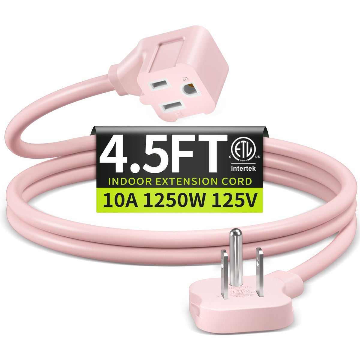 16/3 Black Extension Cord 6 FT Indoor, Short Extension Cord
