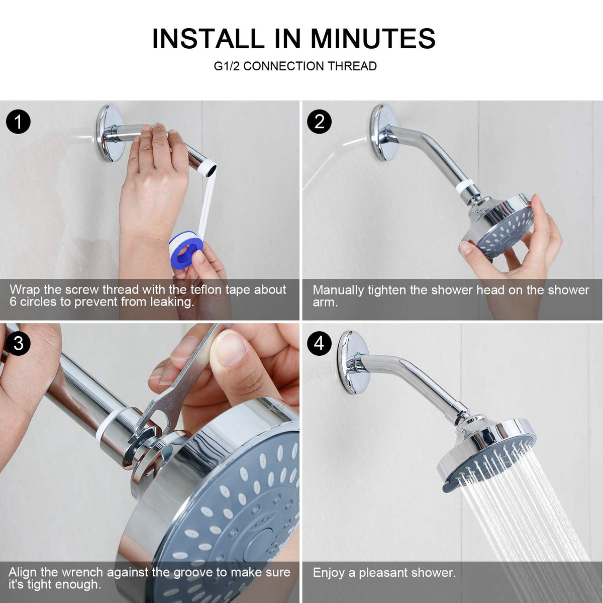 High Pressure Shower Head, HOPOPRO 5-Mode Fixed Showerhead, NBC Recommended