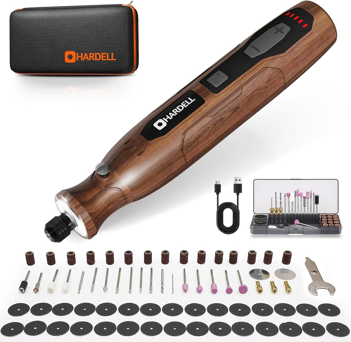 HARDELL Mini Cordless Rotary Tool, 5-Speed 69pcs Kit for 3D Printer Sanding