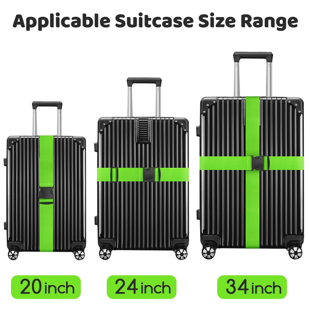 WISYOK Luggage Straps Extended, 4 Pack, 130-250cm Adjustable, Pink SkyBlue