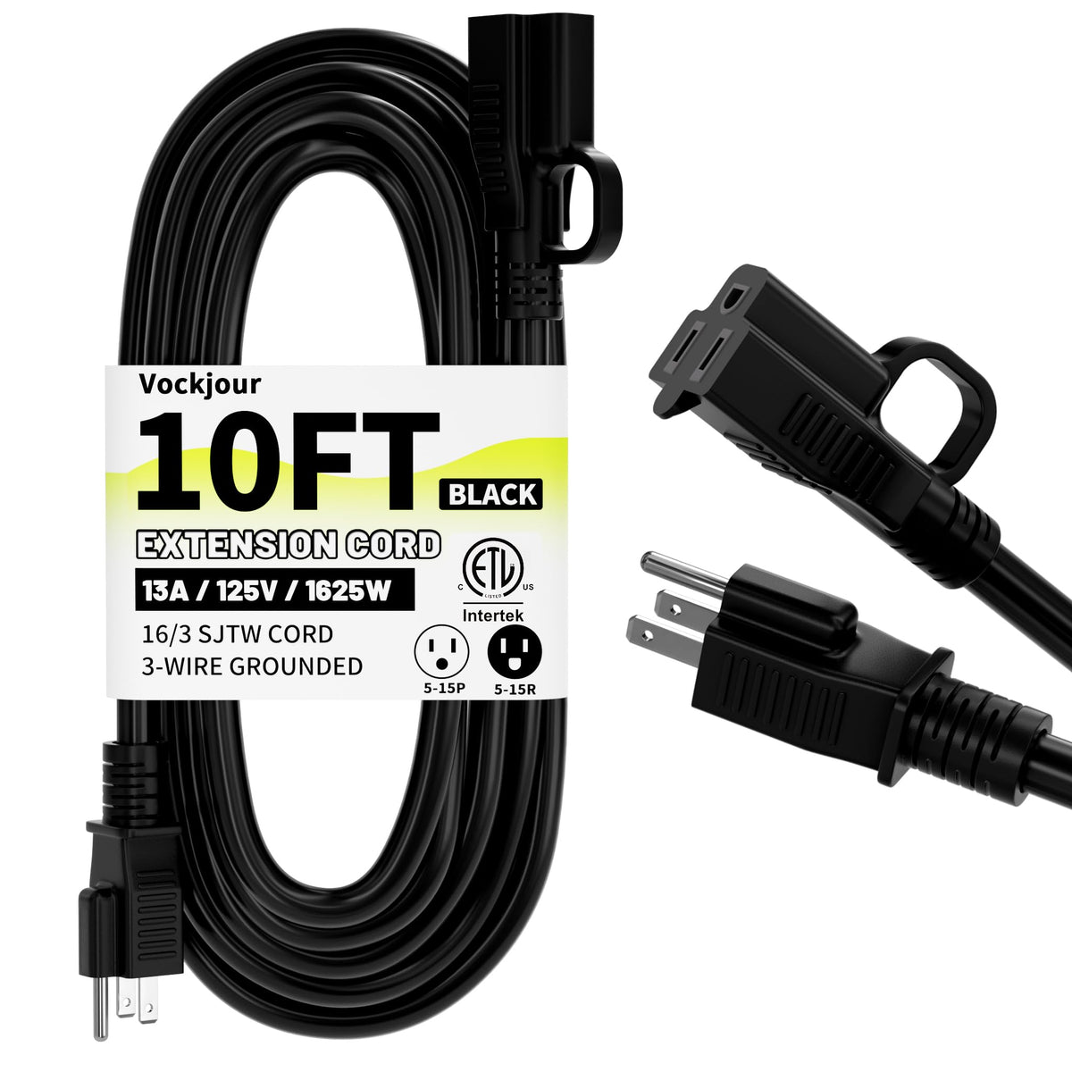 Vockjour 16/3 White Indoor Outdoor Extension Cord 35 Ft Waterproof