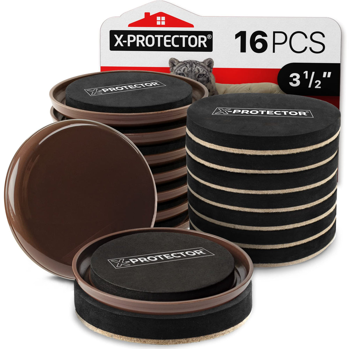 Felt Furniture Sliders for Hardwood Floors X-PROTECTOR 16 PCS 3 ½”