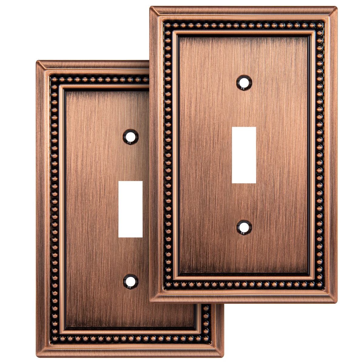 Sunken Pearls Heavy-Duty 4 Toggle Light Switch Plate, Antique Brass, 1 Pack
