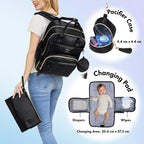 Dikaslon Baby Changing Bag Backpack, Large Nappy Back Pack Multifunction Baby Bags with Portable Changing Mat, Pacifier Holder, and Stroller Straps, for Mom and Dad