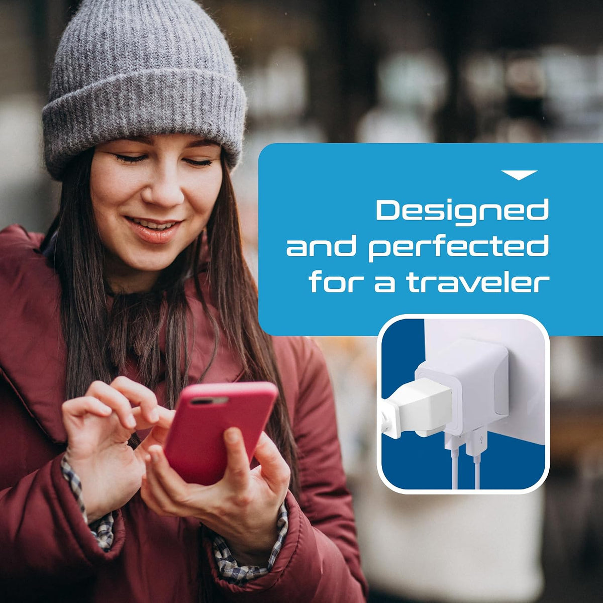 Ceptics 45W Universal Travel Adapter w/ 3 USB-A, 2 USB-C & Universal Input