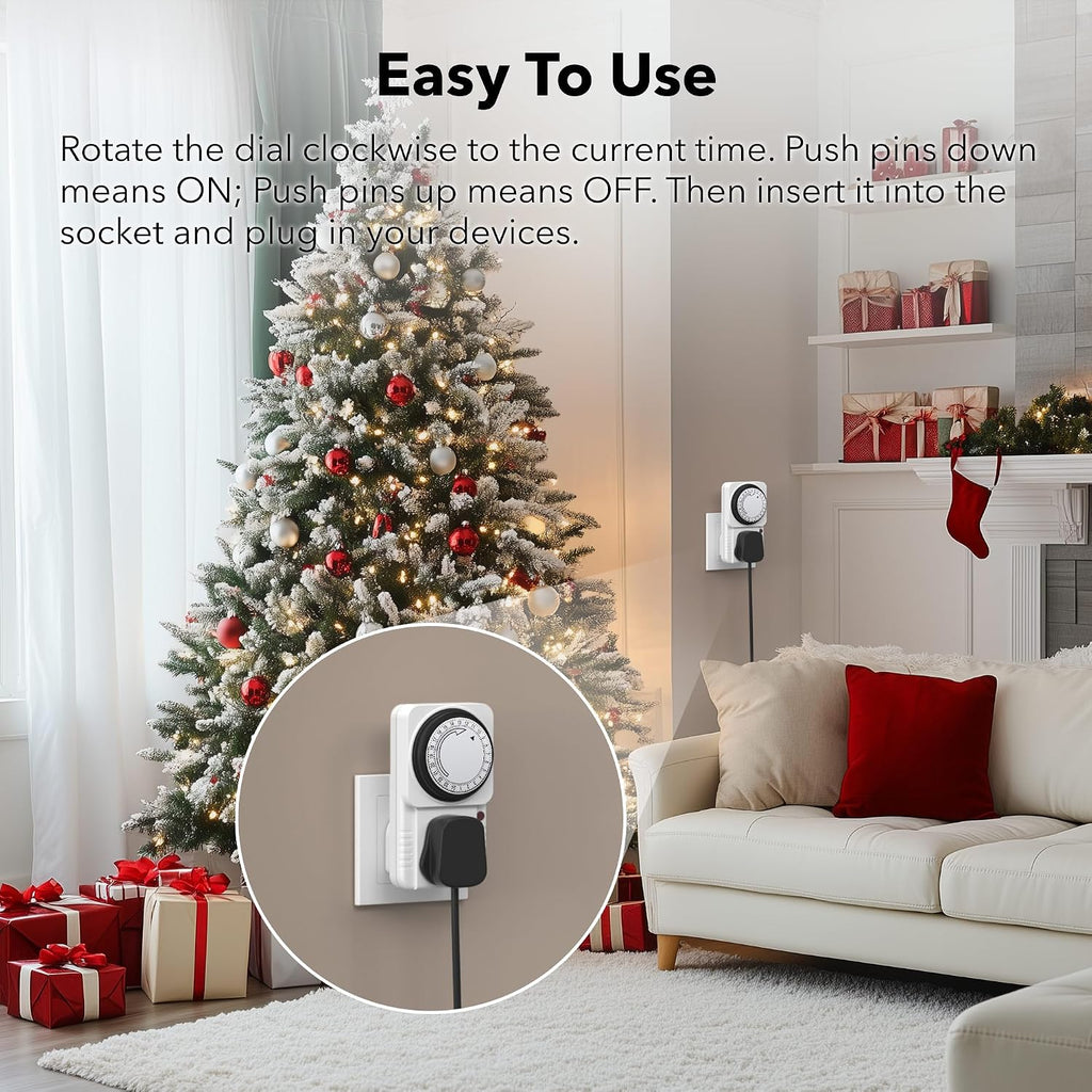 hbn 24Hour Mechanical Timer Plug Socket UK,Light Timers for Home Security