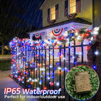 Christmas Lights Outdoor Battery Operated String Lights Total 100LED 33Ft with Timer 8 Modes 16.4Ft*2 Waterproof Outdoor Indoor for Christmas Decor, Warm White, 2-Pack