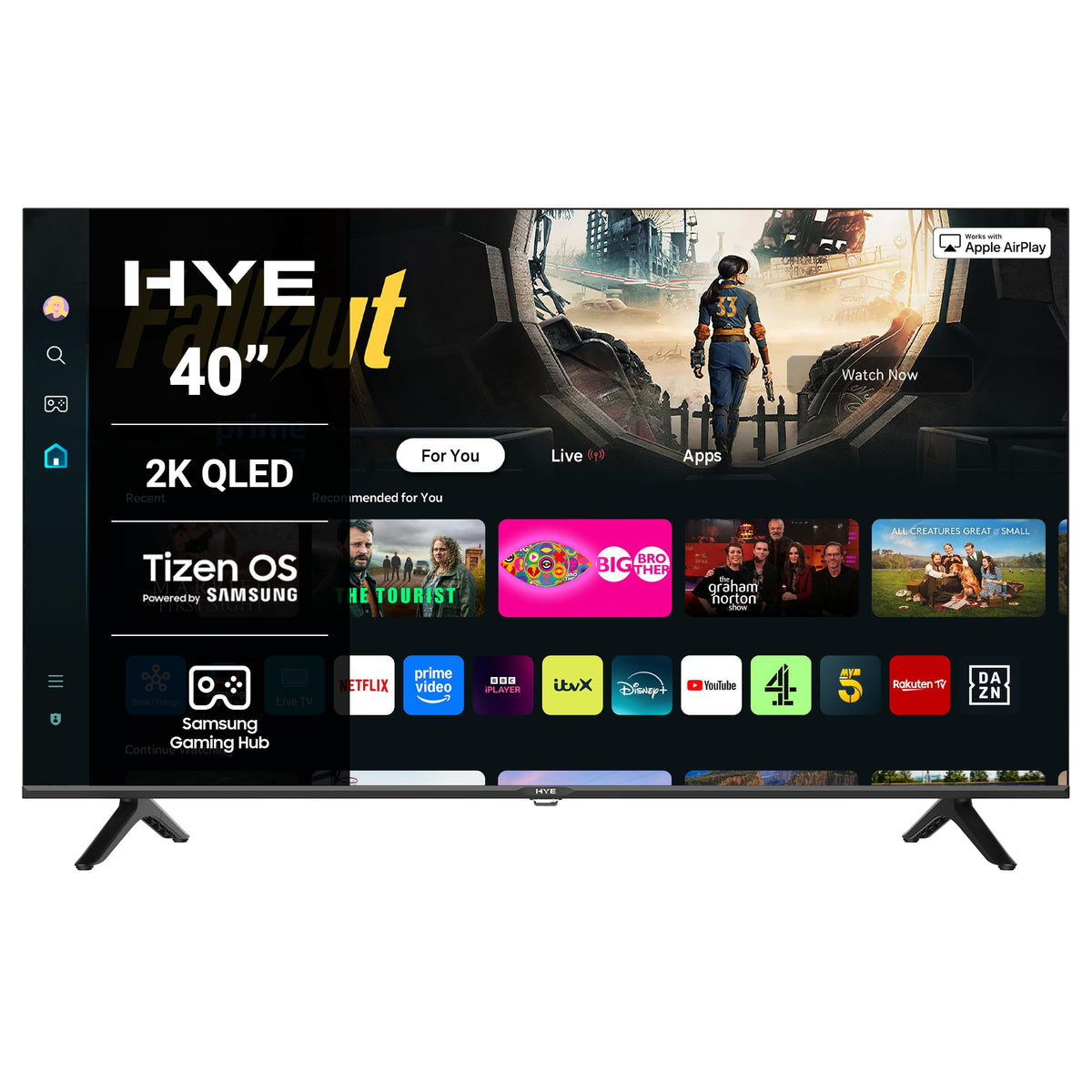 HYE 24" LED Smart TV - HD Ready, Samsung Tizen OS & Gaming Hub, Black