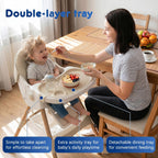 Baby High Chair Foldable Highchair, High Chairs for Babies and Toddlers Adjustable Height & Reclining Seat Detachable Double Tray, Ergonomic Feeding Portable Highchairs for Newborn 6 Months to 5 Years
