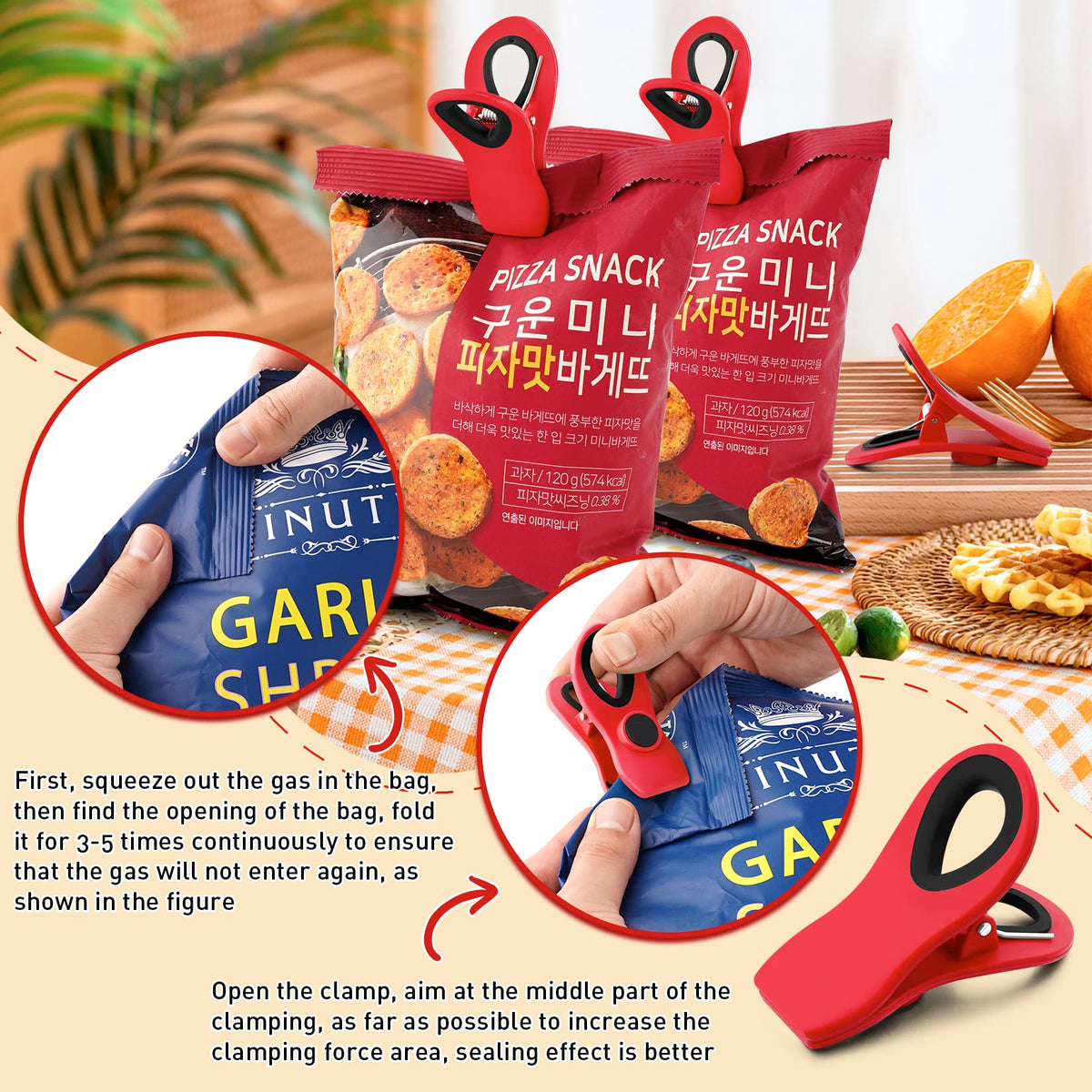 Chip Clips, Bag Clips for Food Storage, 12 Pack Multicolor