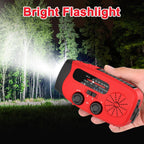 Wind Up Solar Radio, Emergency Radio, Portable Hand Crank Radio, AM/FM Radio with LED Torch, 7400mWh Rechargeable Power Bank, SOS Alarm, USB Phone Charger, Emergency Use for Camping Hiking (Red)