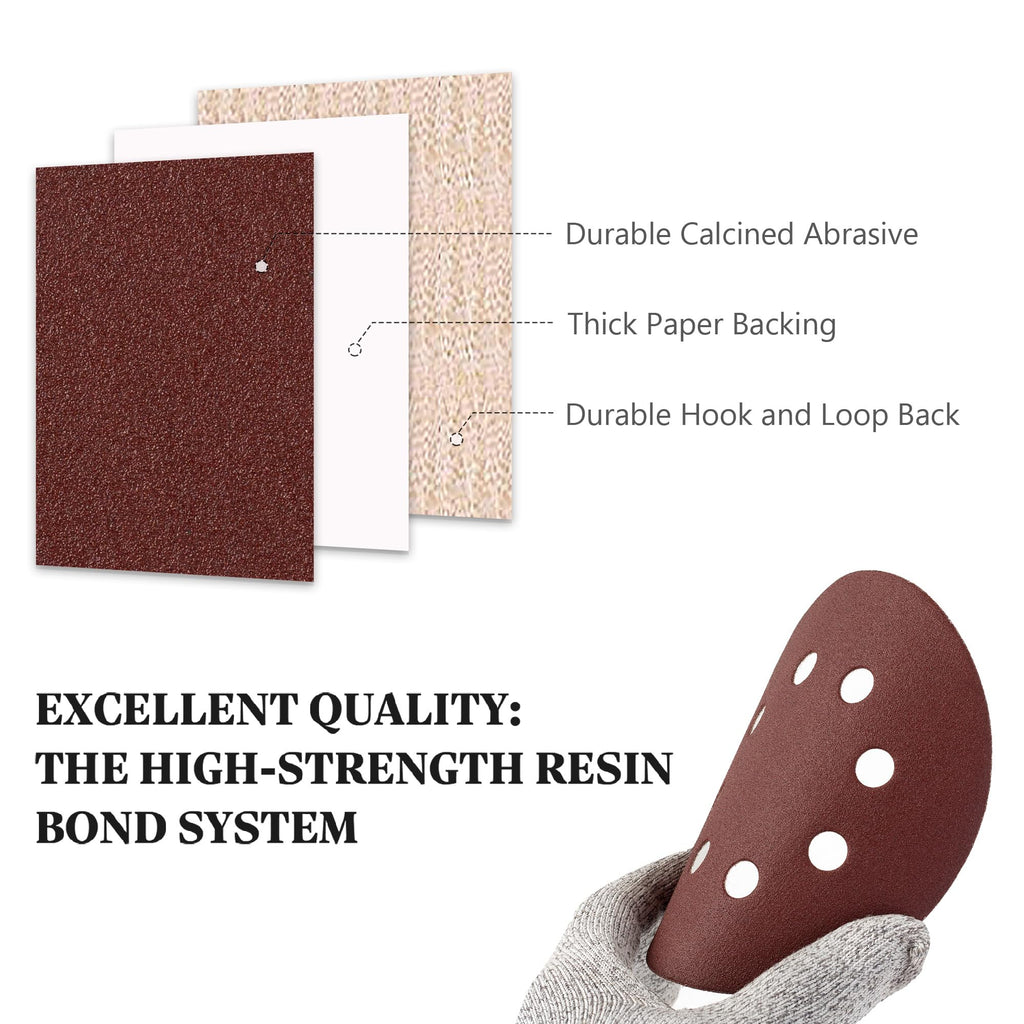 S SATC Sanding Discs 60 Grit 110Pcs Orbital Sander Discs 125mm Hook and Loop Round Orbital Sander Pads for Sanding