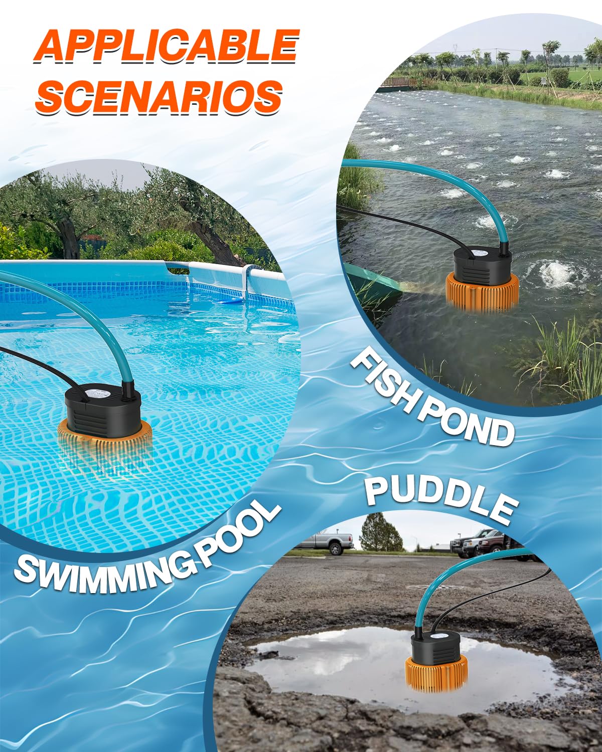 AgiiMan 850GPH Pool Cover Pump, Submersible Sump Pump above Ground