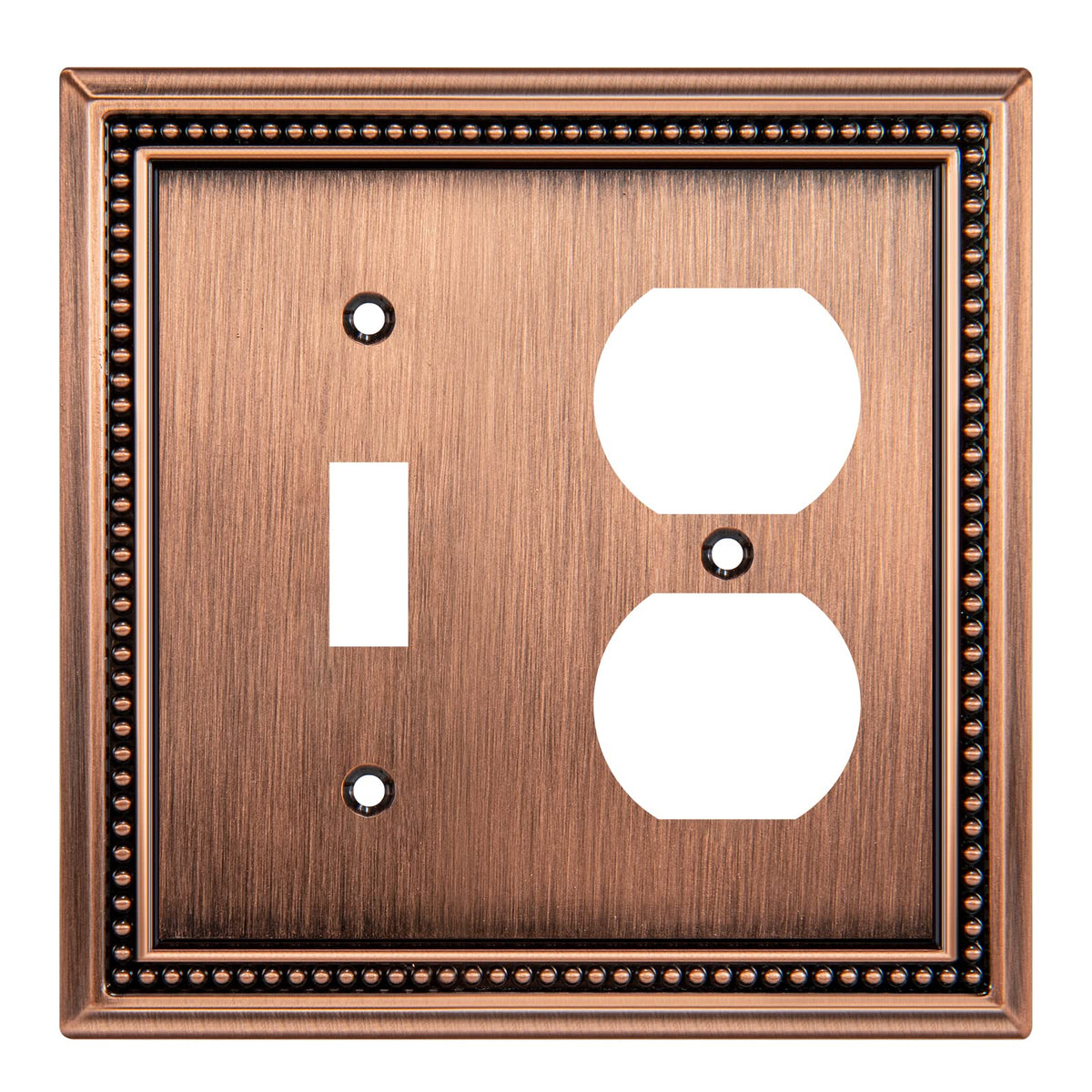 Sunken Pearls Heavy-Duty 4 Toggle Light Switch Plate, Antique Brass, 1 Pack