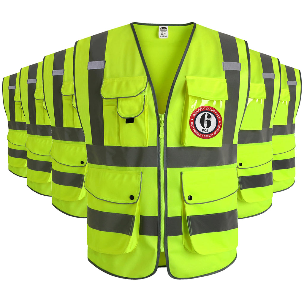 JKSafety Safety Vest for Men Women Reflective Hi Vis JK150 Green 3XL