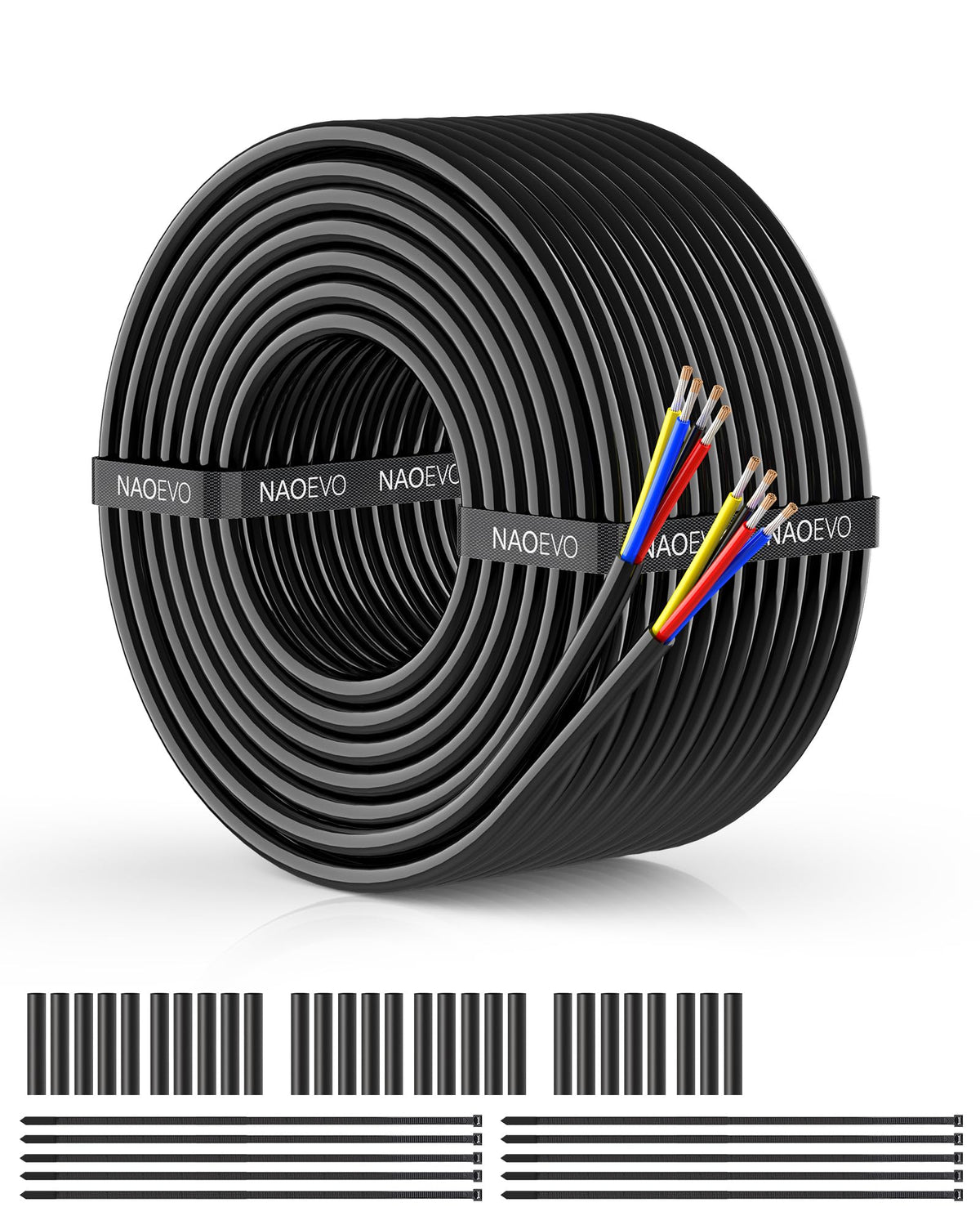 NAOEVO 14 Gauge Wire 3 Conductor, 14 Gauge Automotive Wire 12V Cable, 50FT