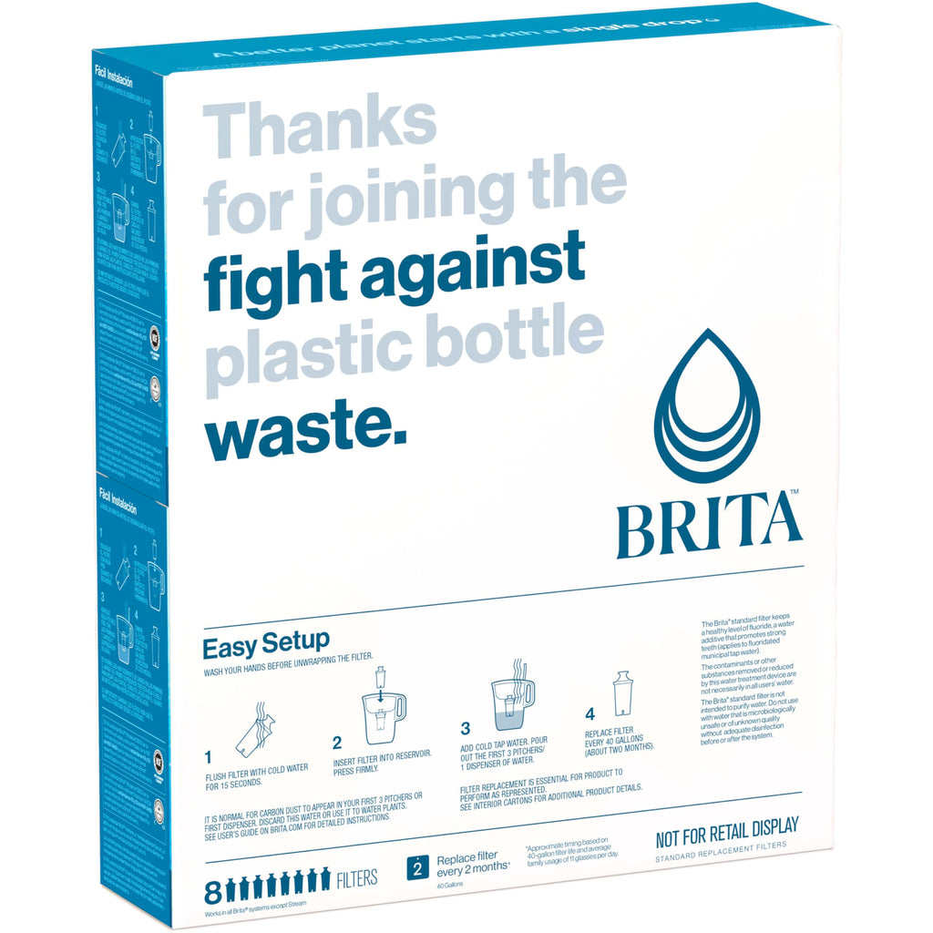 Brita Standard Pitcher and Dispenser Replacement Water Filters, White, 4