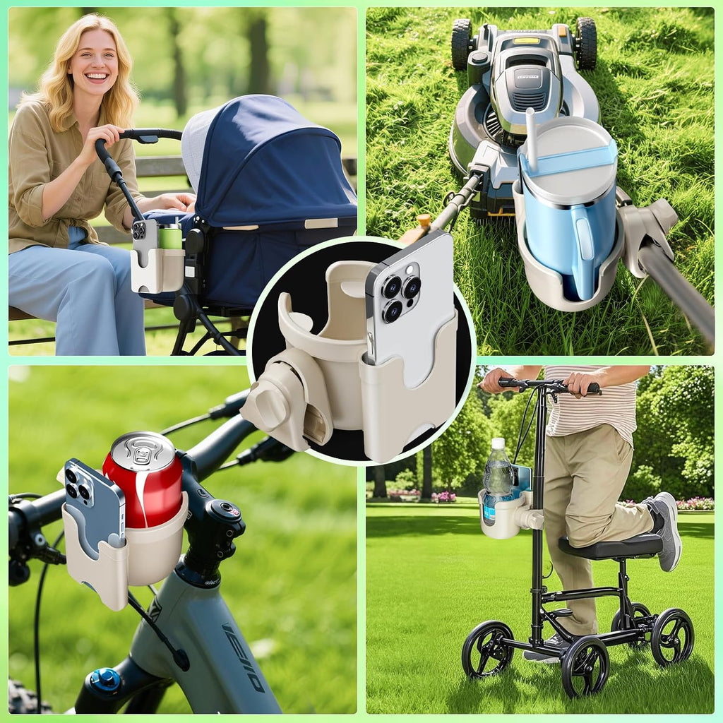 Wheelchair Cup Holder: Universal Cup Holder with Phone Holder for Pram Bike