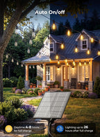 Brightown 52FT Solar String Lights Outdoor Waterproof, Last 30+ Hrs Runtime
