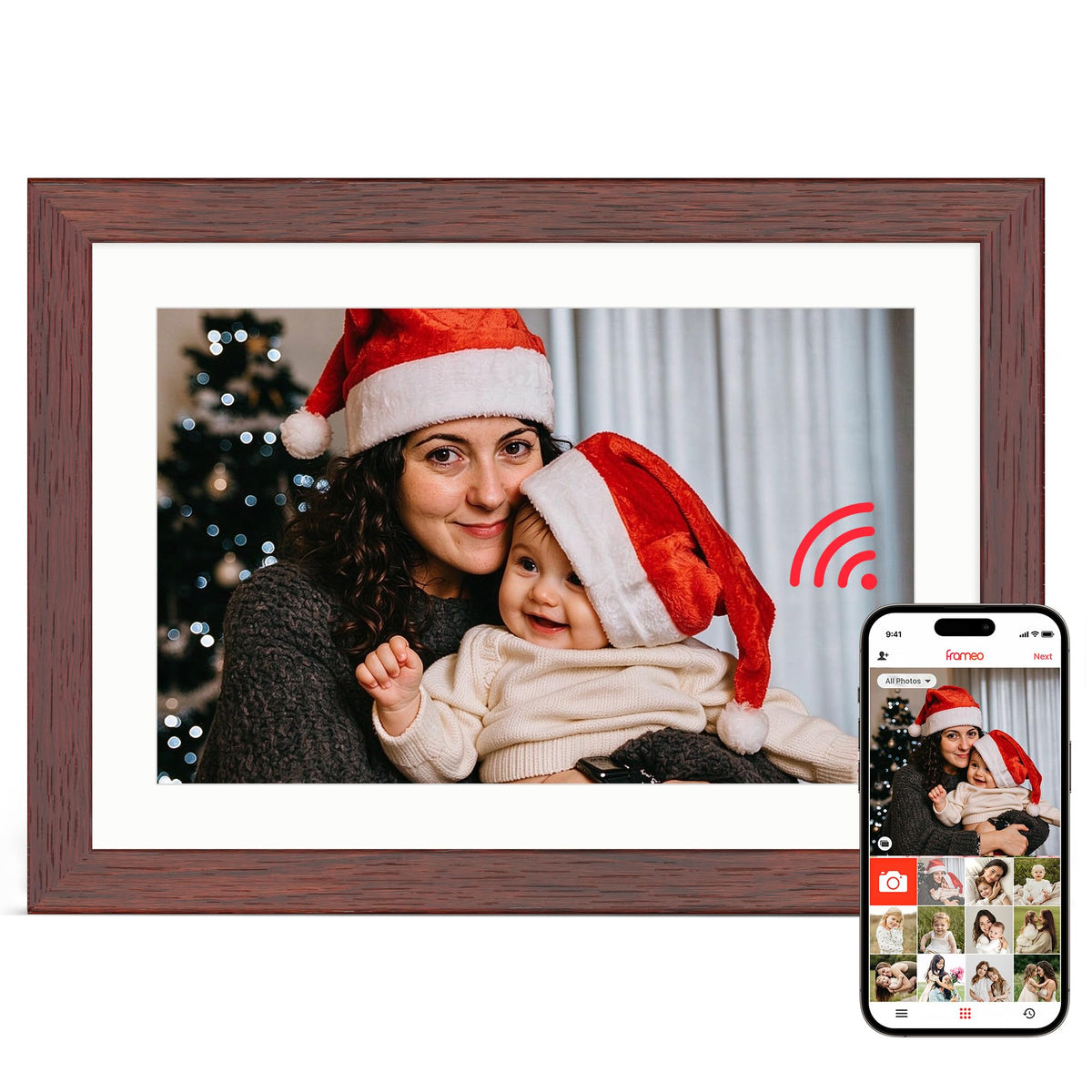 Frameo WiFi Digital Photo Frame 10.1 Inch - 1280x800 HD IPS Touch Screen Picture Frame Electronic, 32GB Memory, Auto Rotate, Wall Mountable, Digital PictureFrame for Sharing Photos and Videos