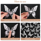 SAOROPEB 3D Butterfly Wall Decor 48 Pcs Gold Butterfly Birthday Decorations