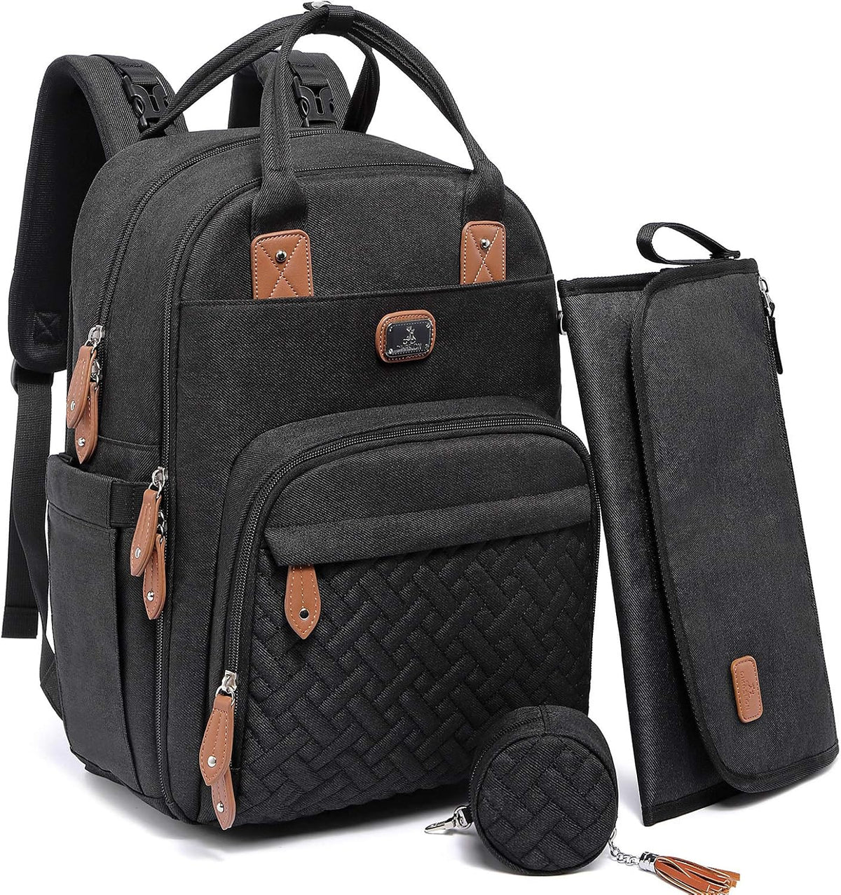 Dikaslon Baby Changing Bag Backpack, Large Nappy Back Pack Multifunction Baby Bags with Portable Changing Mat, Pacifier Holder, and Stroller Straps, for Mom and Dad