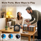 Portable CD Player with Bluetooth, Gueray Desktop CD Players for Home, Bulit-in Double HiFi Speakers, AUX&Headphone Jack, FM Radio Boombox with Remote Control, USB Port,LCD Display (Blue)