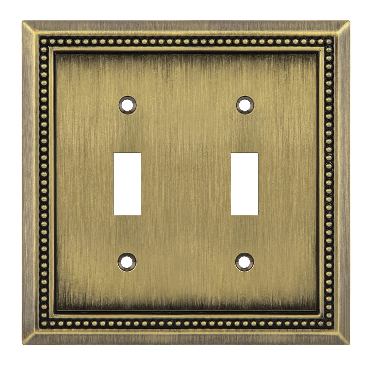 Sunken Pearls Heavy-Duty 4 Toggle Light Switch Plate, Antique Brass, 1 Pack