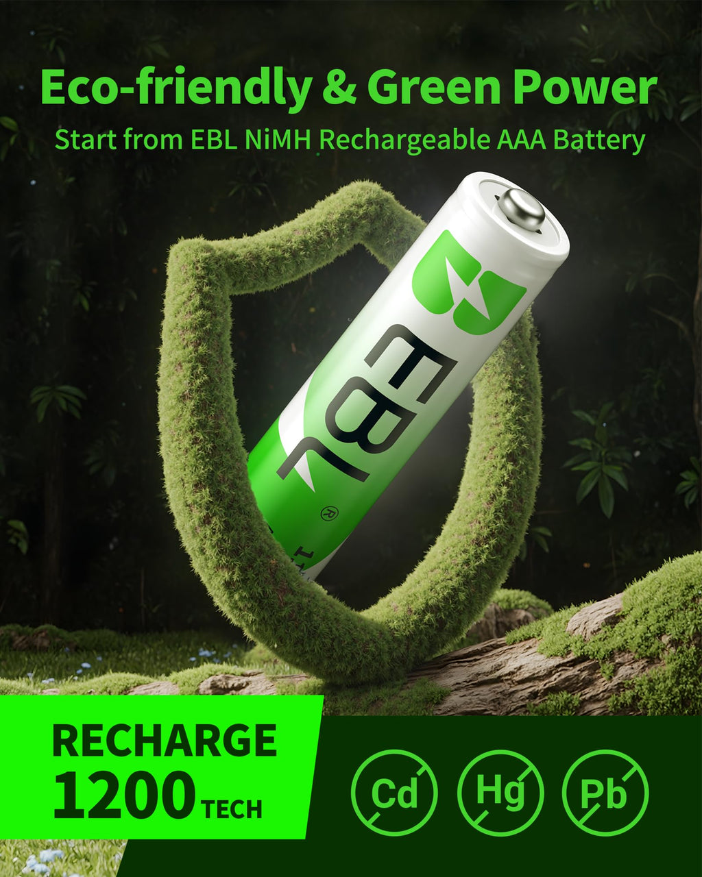 EBL AAA Rechargeable Batteries 1100mAh 8-Pack 1.2V Ni-MH Battery