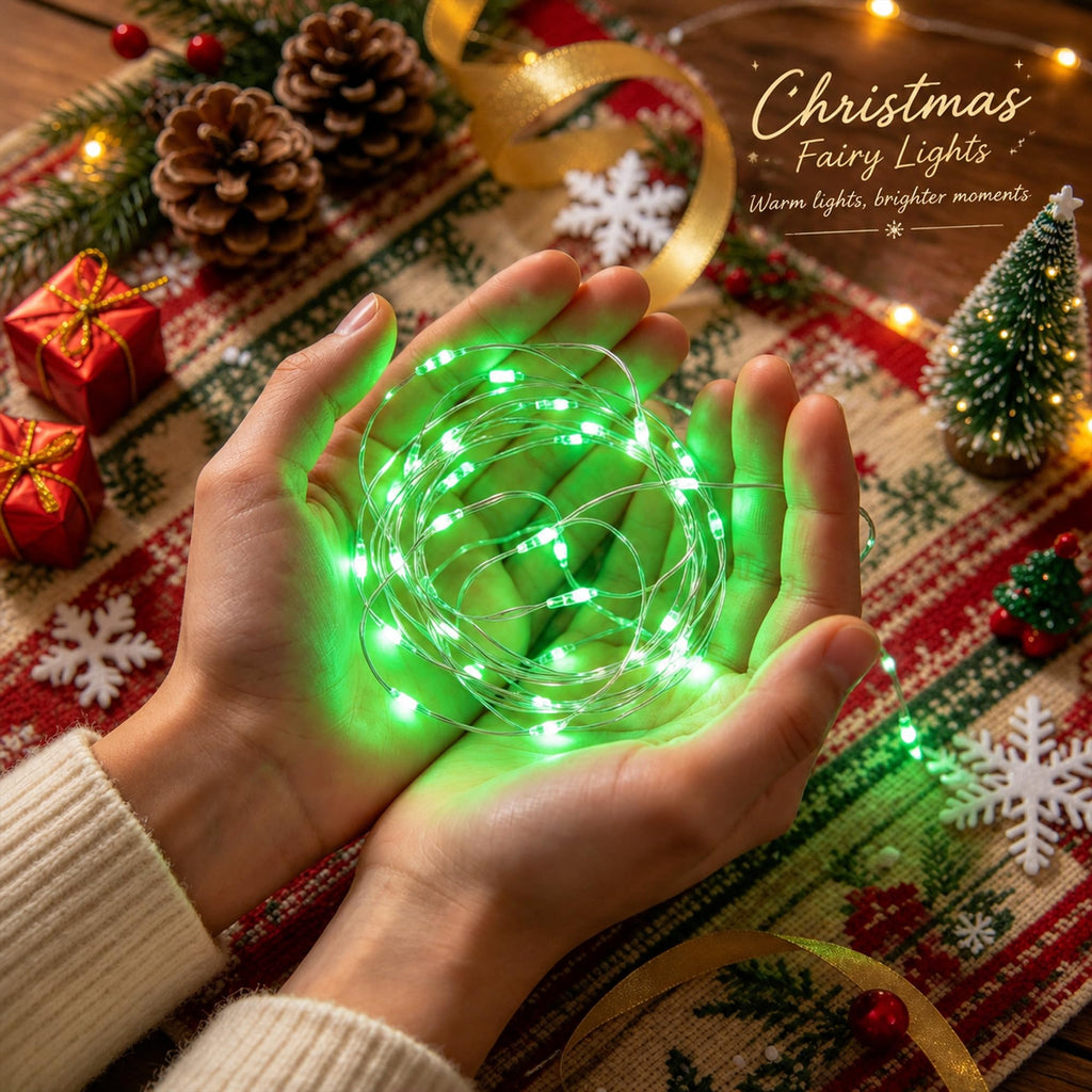 Dazzle Bright Fairy Lights Battery Operated, 20 FT 60 LED Silver Wire Waterproof Battery Operated String Lights, Christmas Decorations for Indoor Outdoor Bedroom Yard Decor, Red