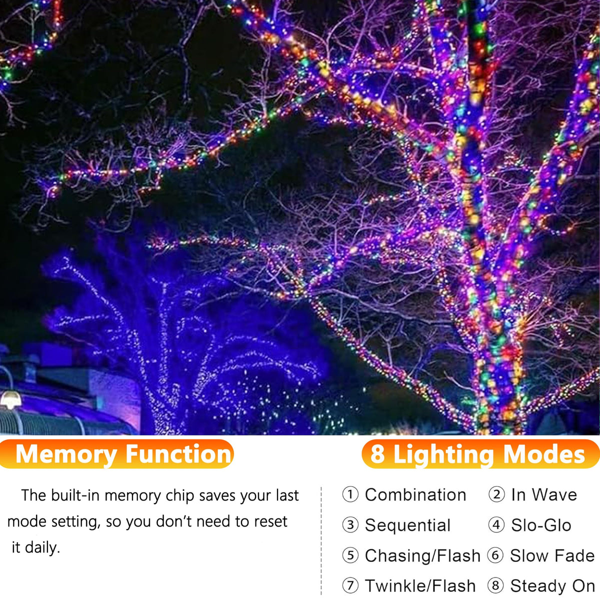 Joomer Solar Fairy Lights, 2-Pack Total 80FT 240LED Lights, Warm White