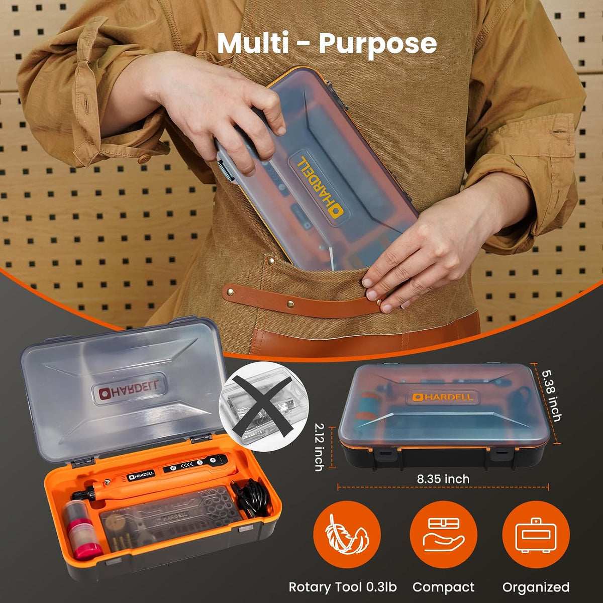 HARDELL Mini Cordless Rotary Tool, 5-Speed 69pcs Kit for 3D Printer Sanding