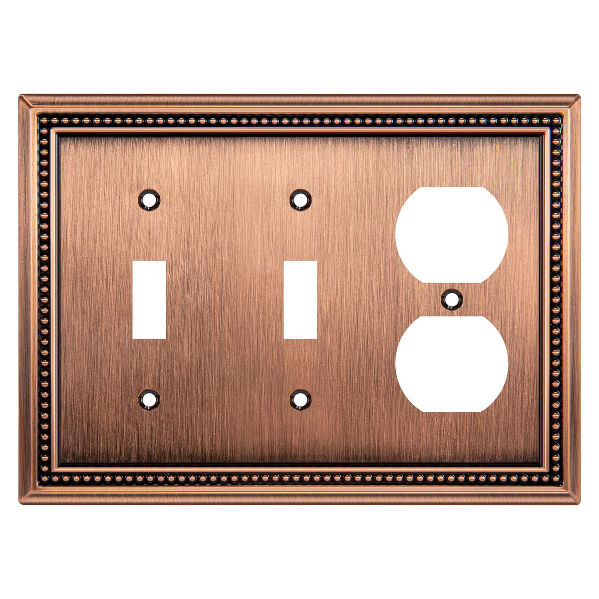 Sunken Pearls Heavy-Duty 4 Toggle Light Switch Plate, Antique Brass, 1 Pack