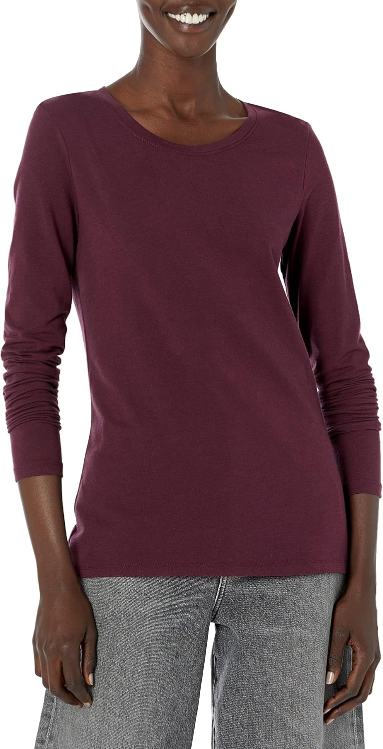 Amazon Essentials Women's Regular-Fit Long-Sleeve Crewneck T-Shirt