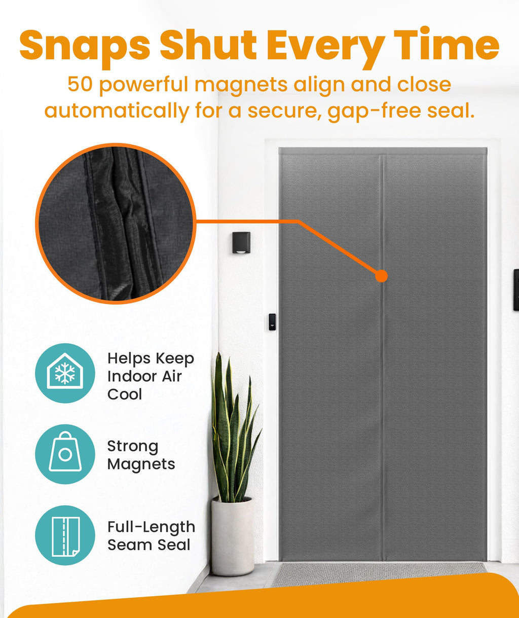 Flux Phenom Magnetic Screen Door - Bugs Out, Breeze in - 9min Install Auto-Sealing Heavy Duty Double Stitched Mesh, 52 Magnets, Hands Free Sliding & Patio Doors Net, Pet & Kid Friendly, 38 x 82 Inch