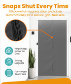 Flux Phenom Magnetic Screen Door - Bugs Out, Breeze in - 9min Install Auto-Sealing Heavy Duty Double Stitched Mesh, 52 Magnets, Hands Free Sliding & Patio Doors Net, Pet & Kid Friendly, 38 x 82 Inch