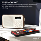 DAB/DAB+ & FM Portable Digital Radio | Simple Controls | Dual Alarms & Sleep Timer | Battery & Mains Powered (4x”AA”) | Bluetooth | Perfect for Home, Office or Outdoors | AZATOM Desire X2 (Oak)