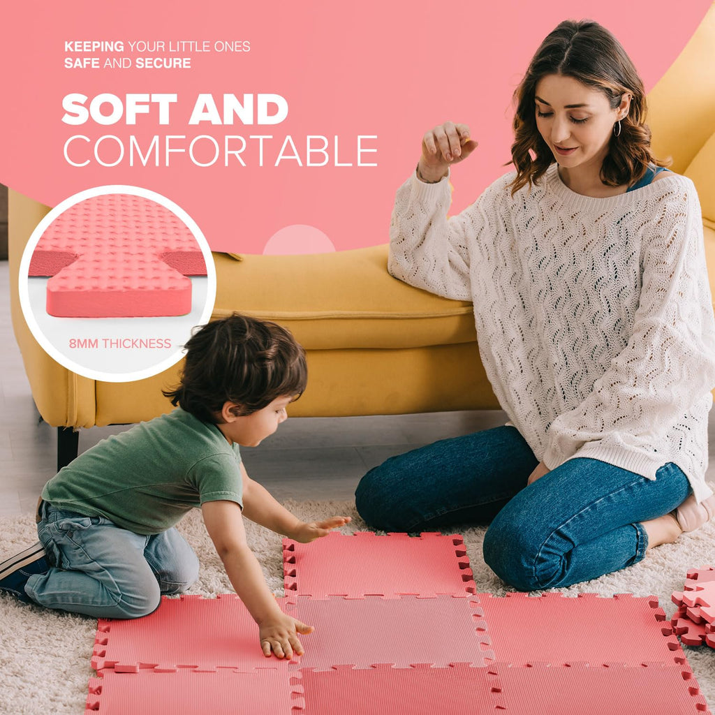 kidoola Foam Baby Play Mat (29x29cm) – Thick & Soft EVA Foam Interlocking Floor Tile Matting for Children – Large Multi Colour, Safe & Comfortable 7mm Thick Play Flooring (27pc)
