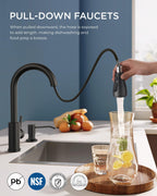 FORIOUS Kitchen Faucet with Cup Washer, Pull Down Sprayer, Brushed Nickel