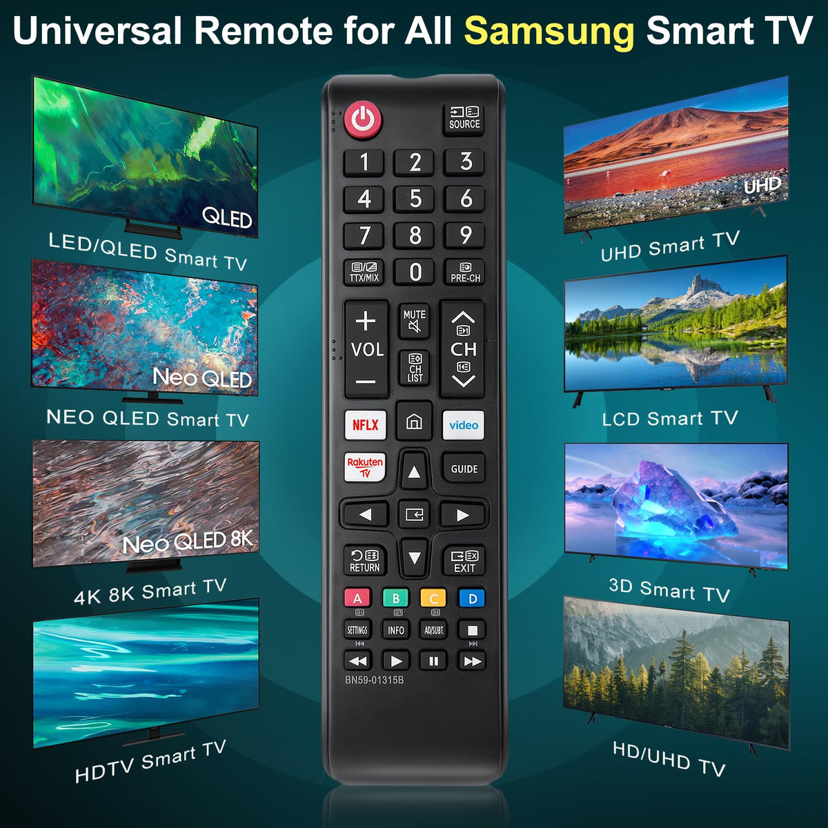 for JVC-TV-Remote-Control, Universal Replacement RM-C3338 for JVC Smart TV