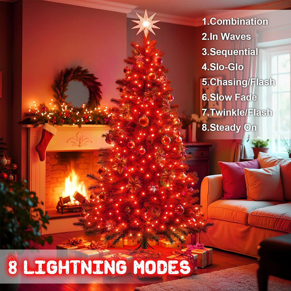Christmas Lights Outdoor Battery Operated String Lights Total 100LED 33Ft with Timer 8 Modes 16.4Ft*2 Waterproof Outdoor Indoor for Christmas Decor, Warm White, 2-Pack
