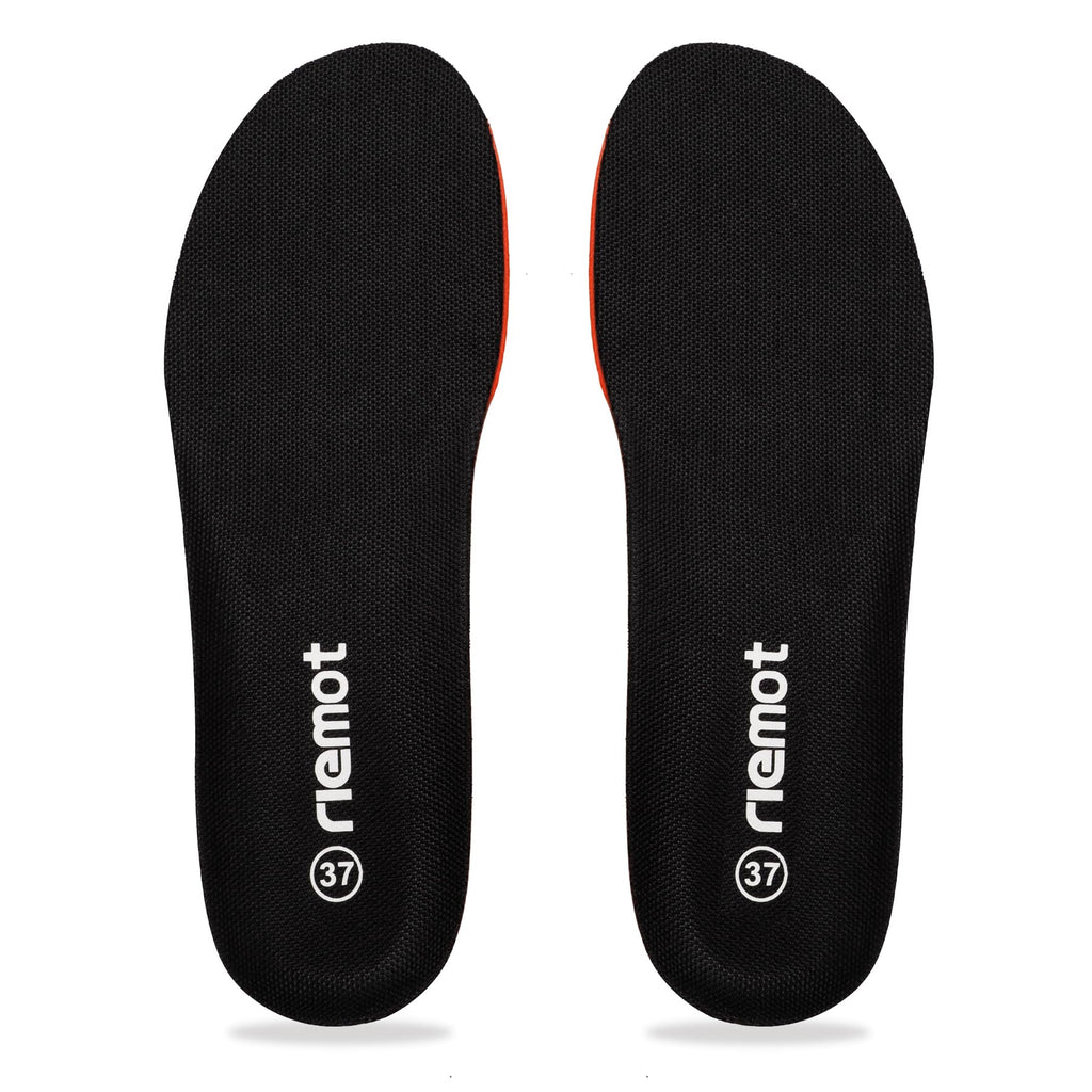 riemot Memory Foam Insoles for Men and Women - Replacement Shoe Inserts Comfort Cushioning for Sports Shoes, Trainers, Sneakers, Work Boots and Walking Shoes, Black with Yellow Base, UK8 / EU42