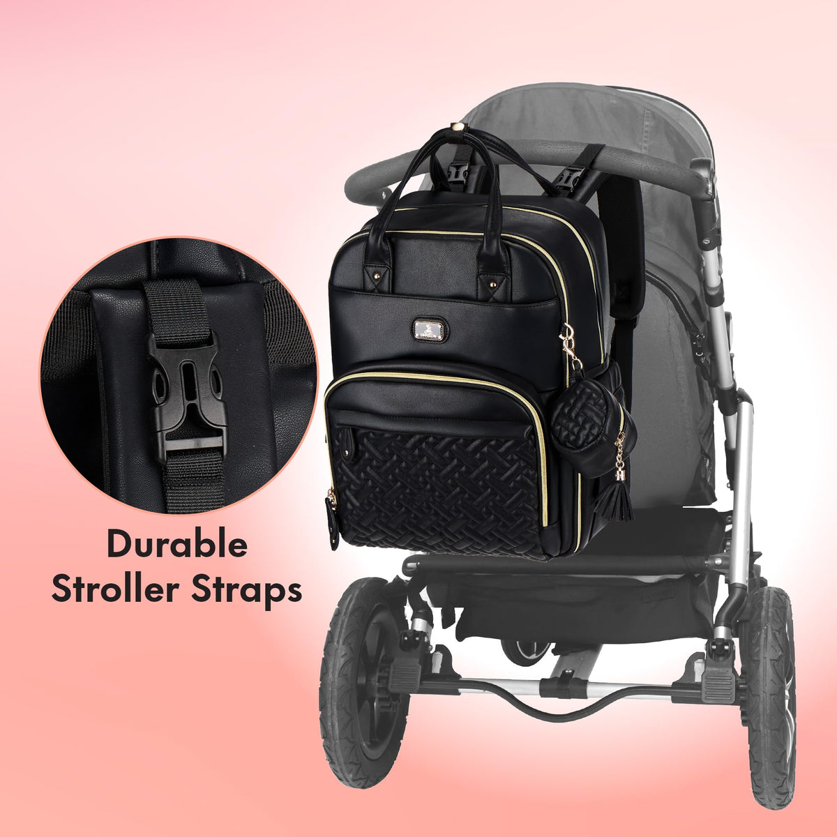 Dikaslon Baby Changing Bag Backpack, Large Nappy Back Pack Multifunction Baby Bags with Portable Changing Mat, Pacifier Holder, and Stroller Straps, for Mom and Dad