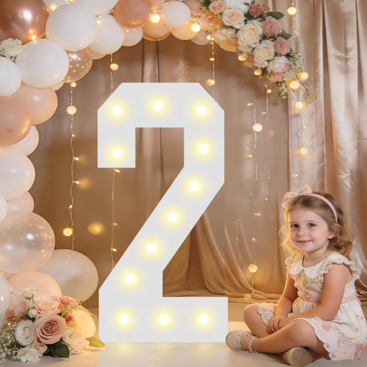 Pooqla 2.4FT Light Up Numbers, Marquee Numbers 2.4 Feet Tall Party Decor for Her Him, Mosaic Big Sign for 7th 17th 70th Birthday Anniversary Decoration Backdrop, Large Pre-Cut Frame Number 7