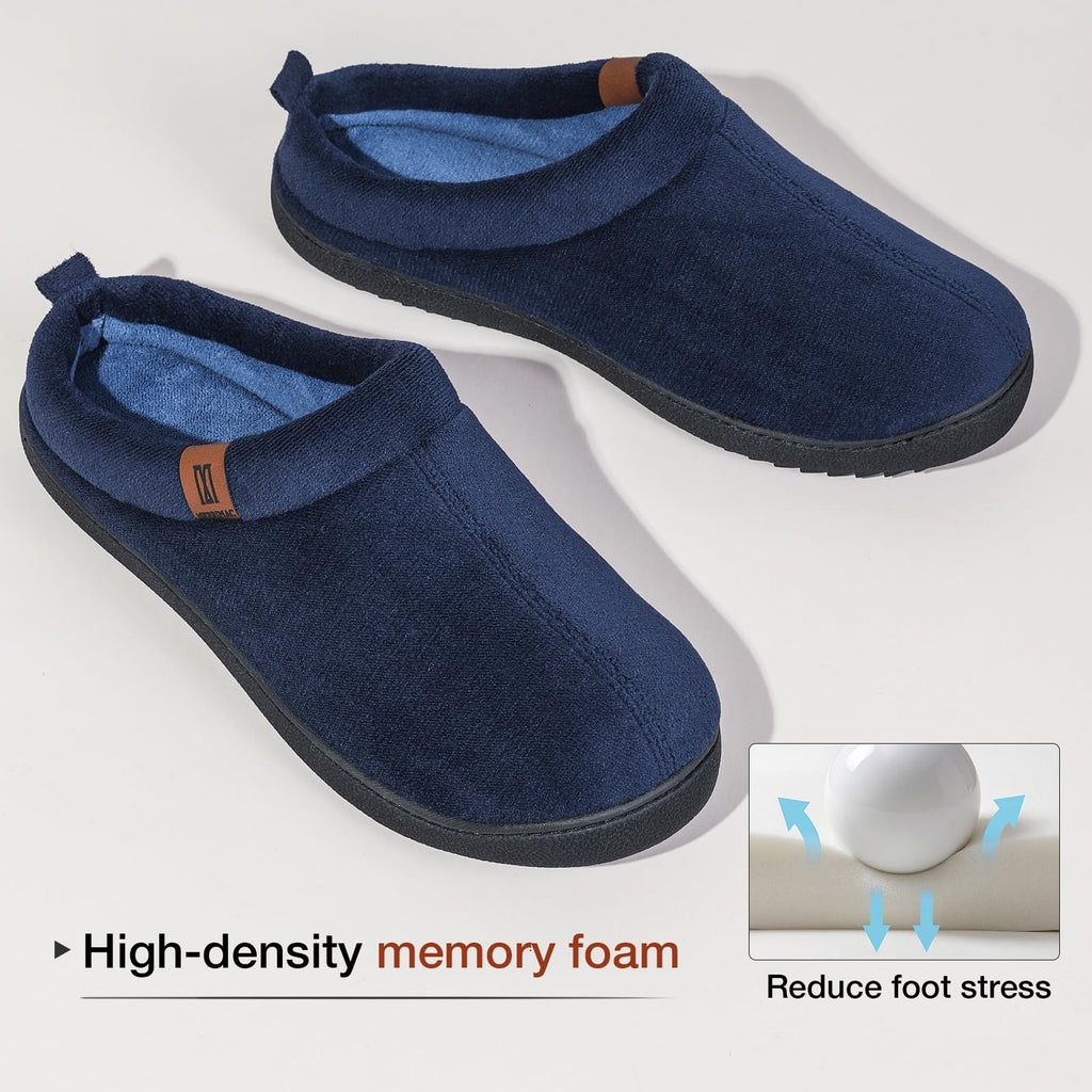 MERRIMAC Men's Slip-on Slippers Memory Foam Non-slip Indoor House Shoes