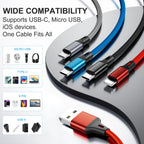Amuvec Multi Charger Cable, 4 in 1 Fast Phone Charger Cables 1.2M Red