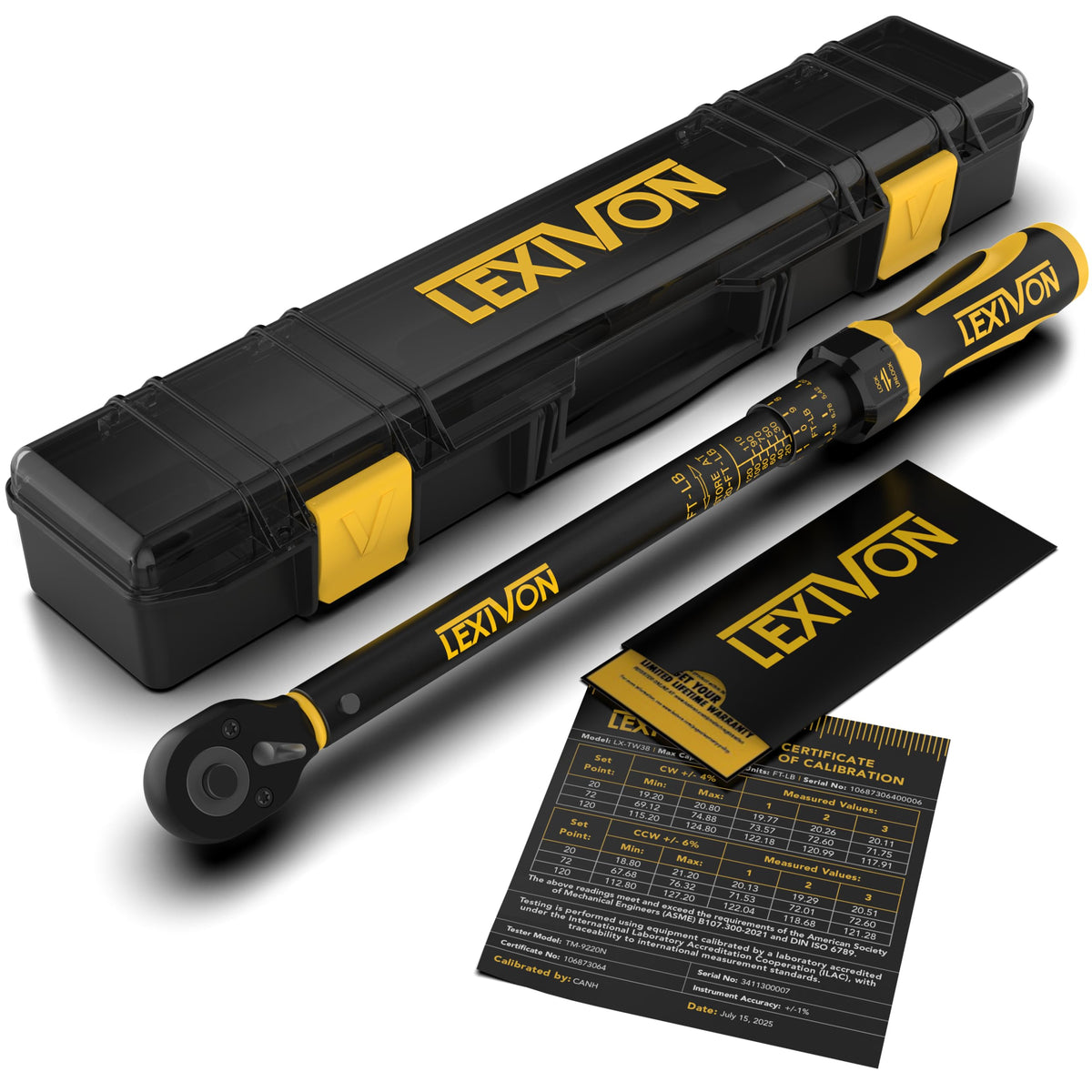 LEXIVON Torque Wrench 1/2-Inch Drive Click 10~150 Ft-Lb/13.6~203.5 Nm (LX-183)
