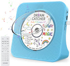 Portable CD Player with Bluetooth, Gueray Desktop CD Players for Home, Bulit-in Double HiFi Speakers, AUX&Headphone Jack, FM Radio Boombox with Remote Control, USB Port,LCD Display (Blue)